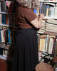 Close-up of textured seersucker cotton fabric on a long skirt with smooth polysilk lining.
