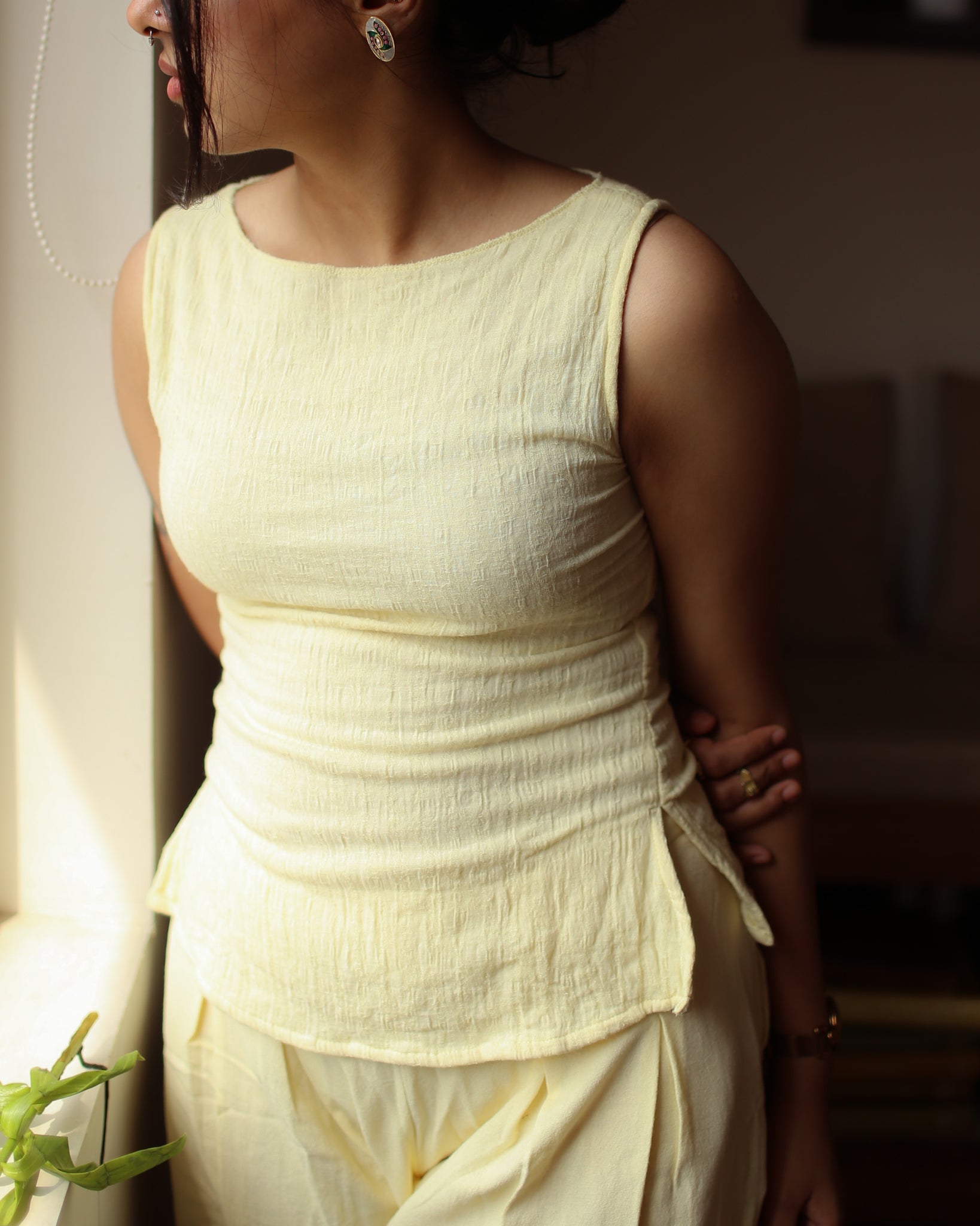 Hurry & Hold Crinkle Top | Butter Yellow | Double Layer
