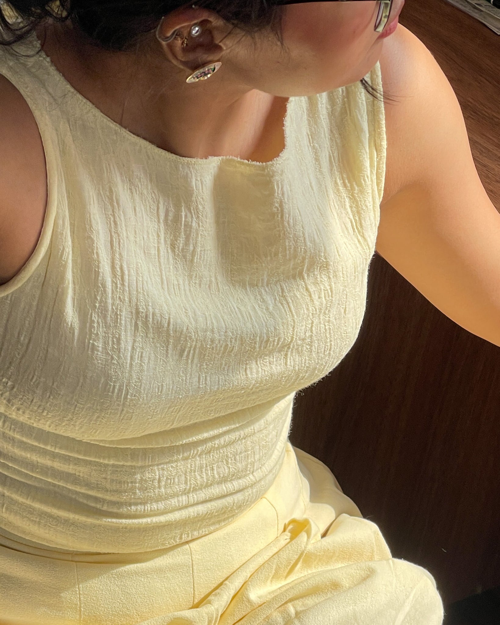 Hurry & Hold Crinkle Top | Butter Yellow | Double Layer