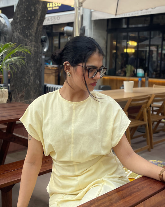 Efforts & Ease Top | Moss Texture | Butter Yellow