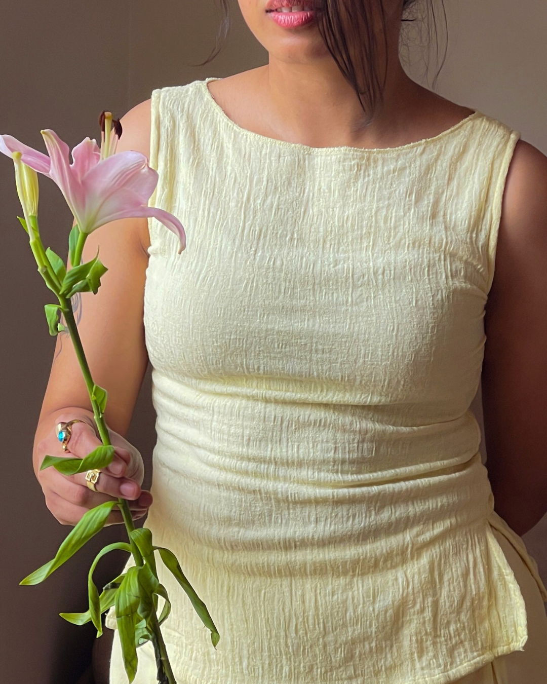 Hurry & Hold Crinkle Top | Butter Yellow | Double Layer