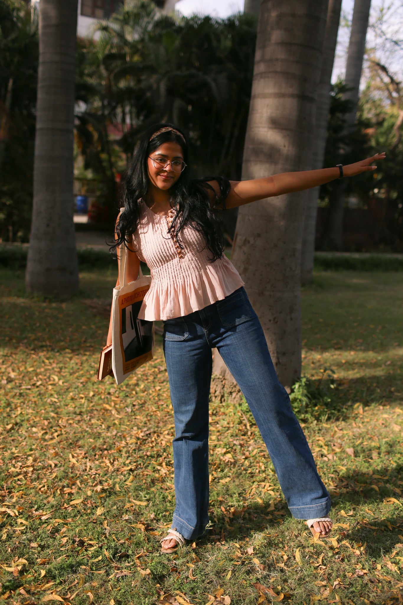 Flowy cotton peplum top in motion showing soft drape and relaxed fit for everyday comfort