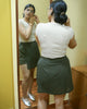 Cotton wrap-style skort in deep olive green