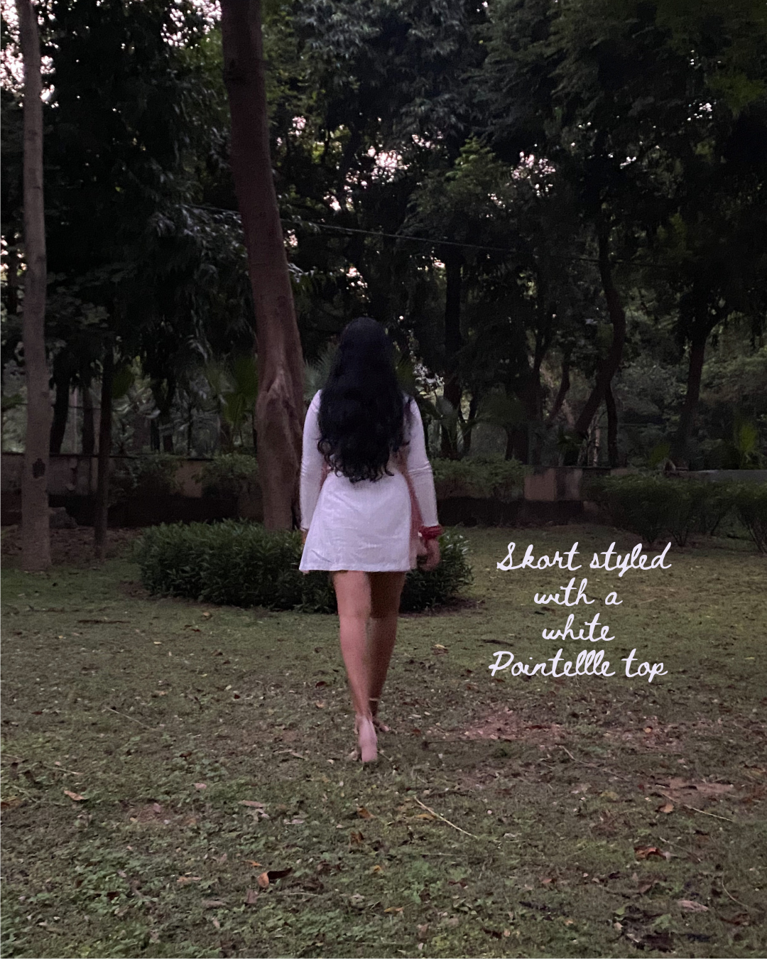 Soft cotton white skort with layered front panel
